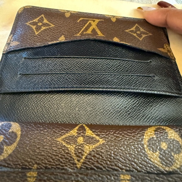 🔥AUTHENTIC LOUIS VUITTON BROWN TRI-FOLD CANVAS COMPACT WALLET W/SILVER CHAIN - Picture 14 of 16